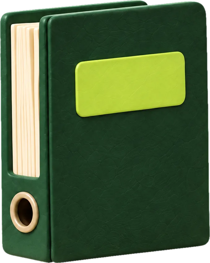 Le classeur du DUERP, vert, avec son étiquette vert vif.